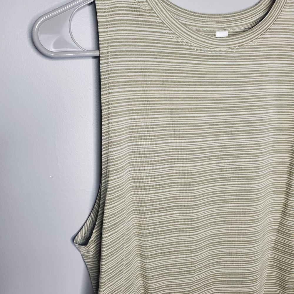 Athleta Cloudlight Striped Muscle Tank Top Stripe Sage Green Athletic XS - Picture 4 of 9